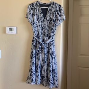 Navy and white floral dress